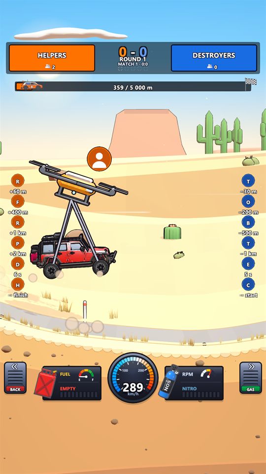 The cargo drone lifting the Bison towards the finish in Amber Hills